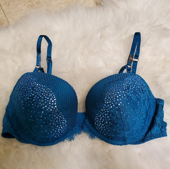 New Victoria's Secret teal rhinestones bra 34D - Picture 1 of 3